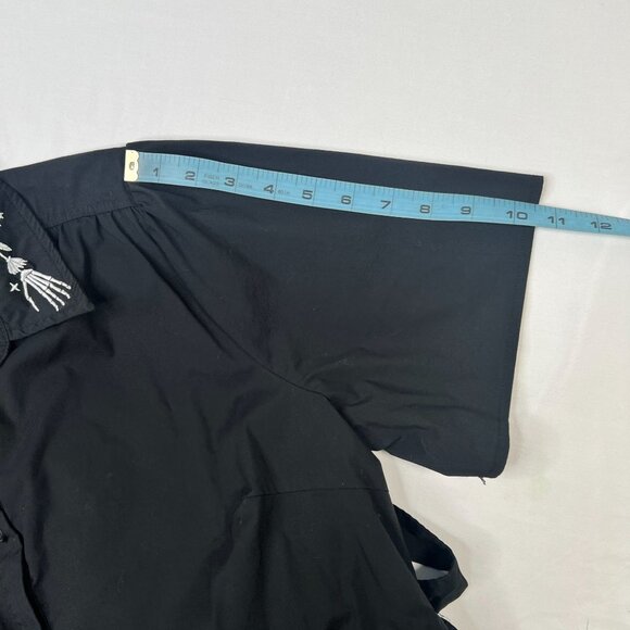 Disturbia Tempora Embroidered Midi Shirt Dress Skeleton Hand Belted Black US 12 - Picture 13 of 16